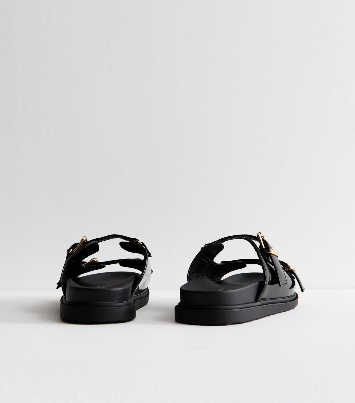 New Look Women's Wide Fit Black Faux Leather Buckled Strap Sandals Vegan New Look - 4