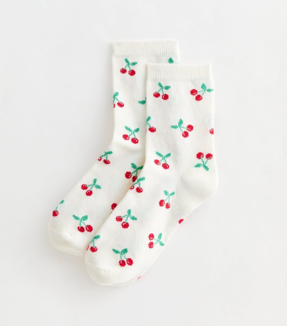 New Look White Cherry Patterned Ankle Socks New Look