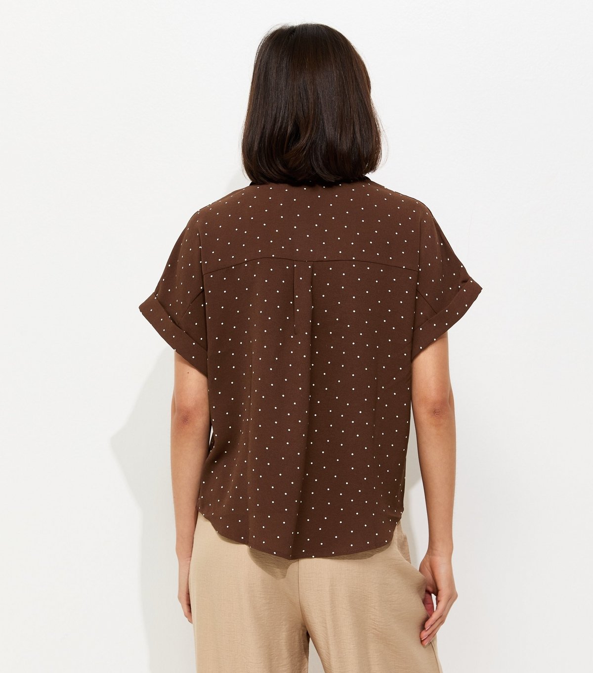 New Look Women's Brown Spot Print Short Sleeve Shirt New Look - 4