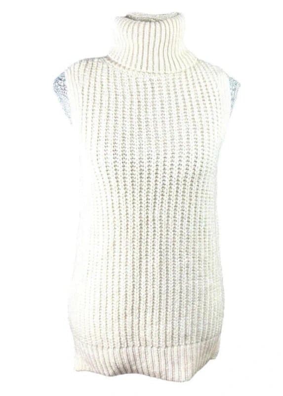 New Look New Look Knit Vest Tapard Jumper Beige Roll Neck Women’s UK Size S
