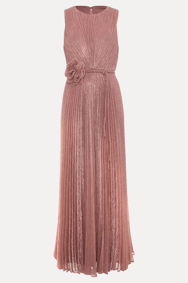 Phase Eight Phase Eight Women's Simara Flower Detail Pleated Maxi Dress in Dusty Pink - 2