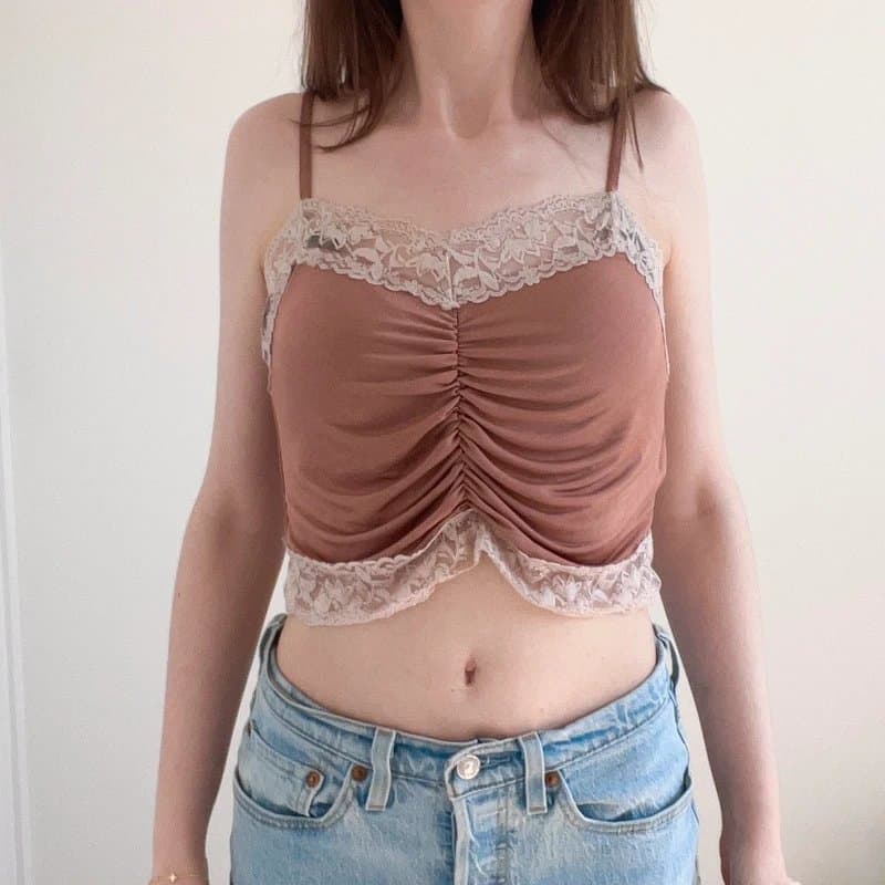 Topshop vintage topshop dusty pink romantic satin lace cami ~ uk 8