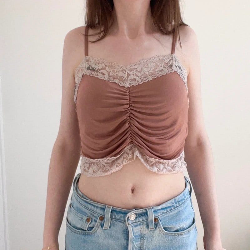 Topshop vintage topshop dusty pink romantic satin lace cami ~ uk 8 - 1
