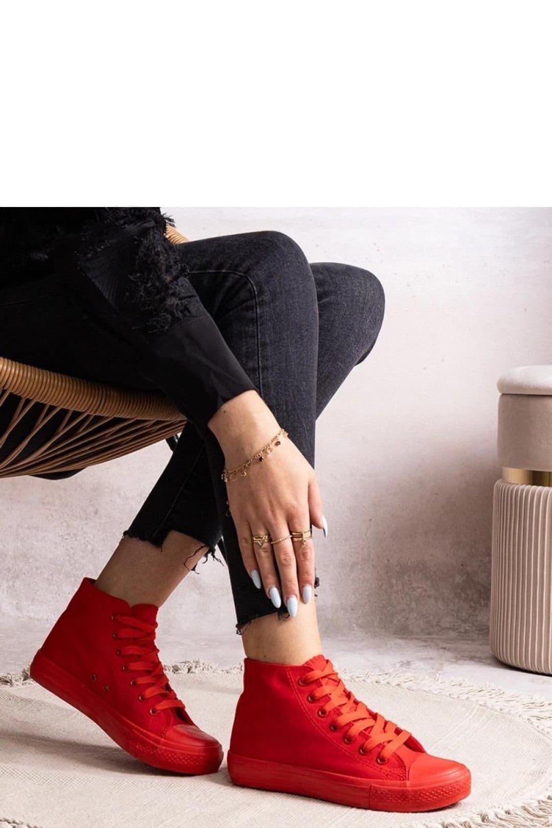 Love Lace Love Lace Women's Rafife High Top Sneakers with Lace Up Comfort Round Toe in Red