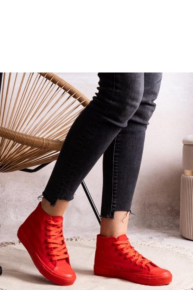 Love Lace Love Lace Women's Rafife High Top Sneakers with Lace Up Comfort Round Toe in Red - 2