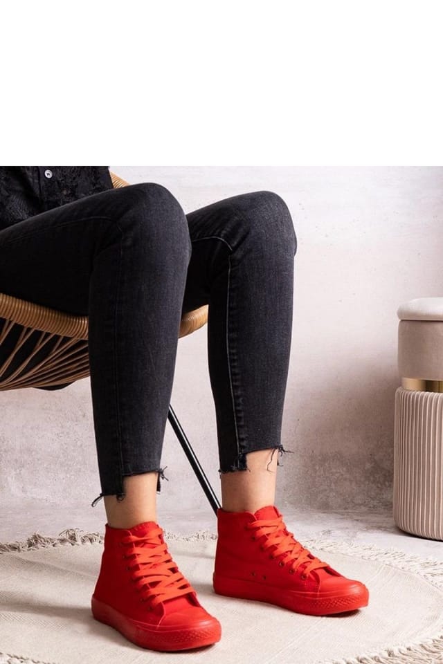 Love Lace Love Lace Women's Rafife High Top Sneakers with Lace Up Comfort Round Toe in Red - 3