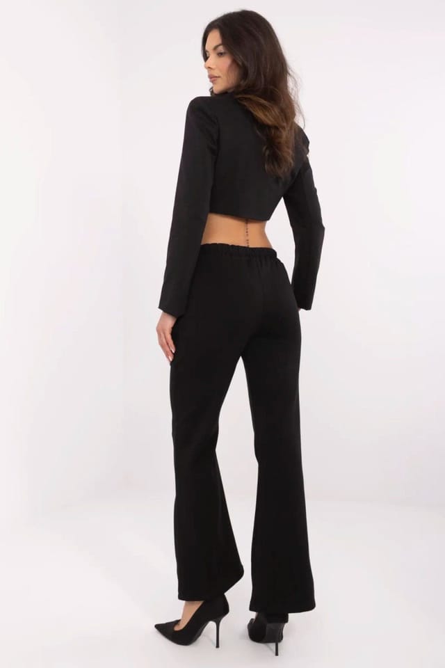 Love Lace Love Lace Women's Bell Bottom Tracksuit Trousers with Brooches Style 210970 in Black - 3