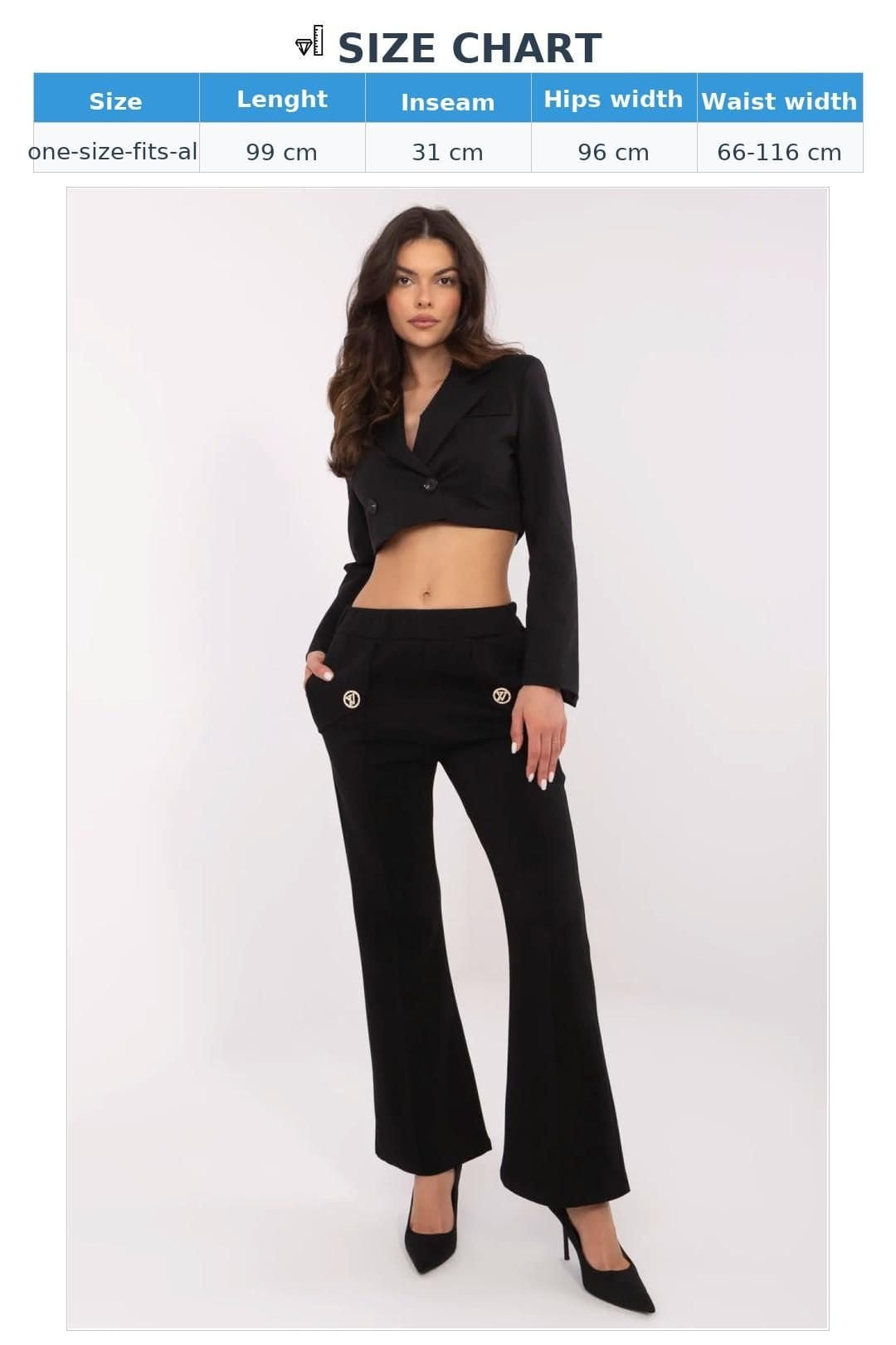 Love Lace Love Lace Women's Bell Bottom Tracksuit Trousers with Brooches Style 210970 in Black - 4