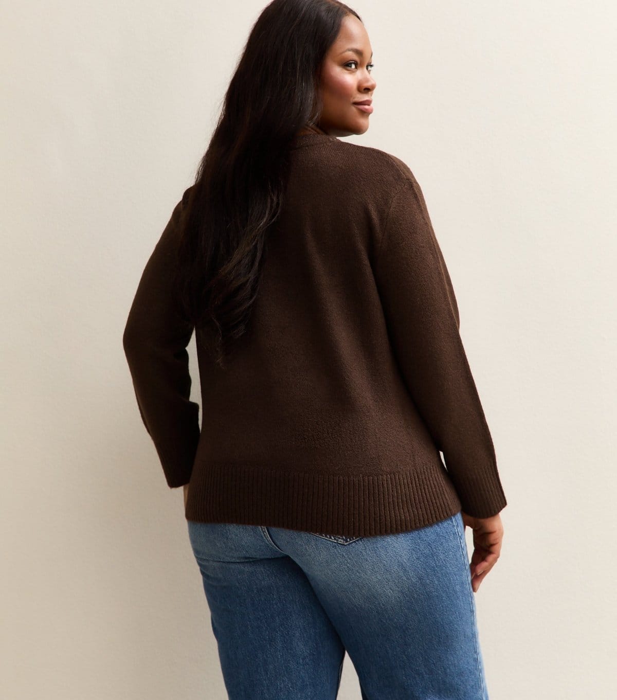New Look Women's Plus Size Brown Crew Neck Jumper Curves New Look - 4