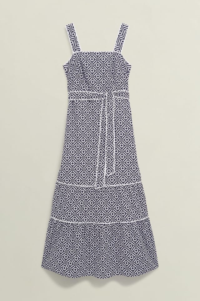 Hobbs London Hobbs London Women's Kara Tie Waist Printed Midi Dress in Navy - 2