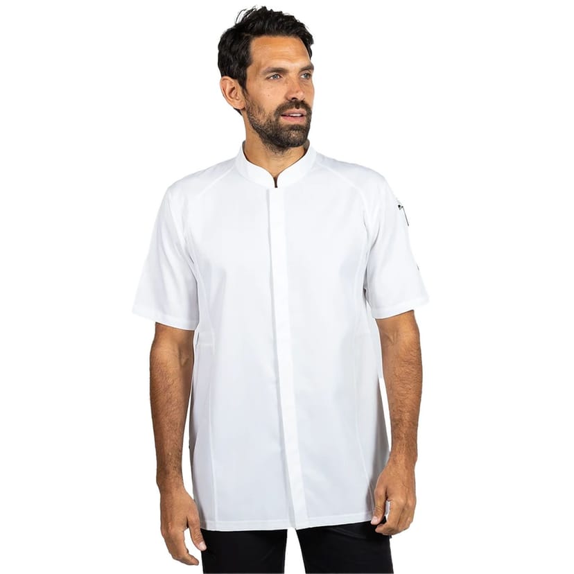 Le Chef Le Chef Men's Stay Cool Short-Sleeved Chef Jacket in White - 1
