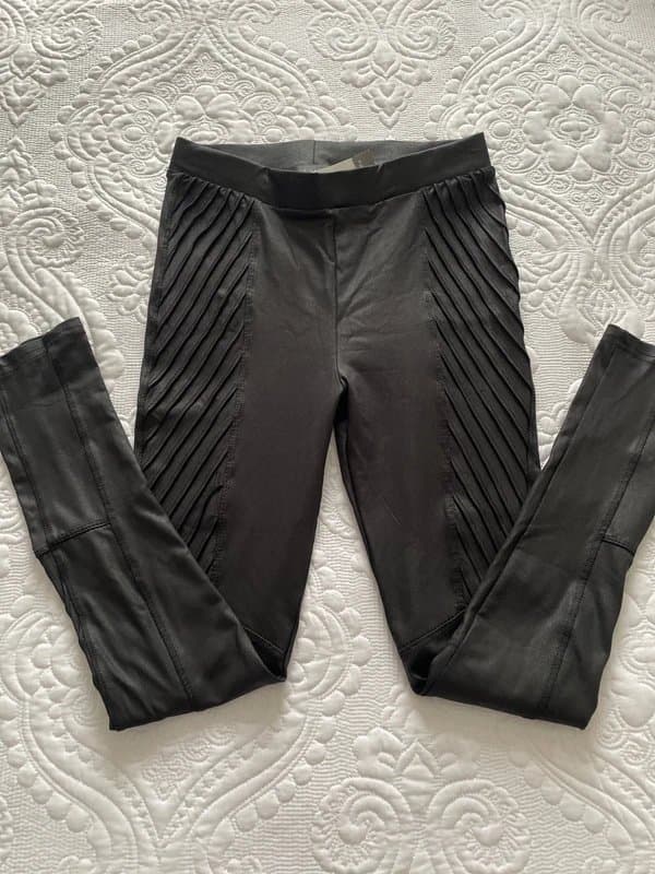 Primark primark black ruffledlook leatherlook leggings textured striped  cool