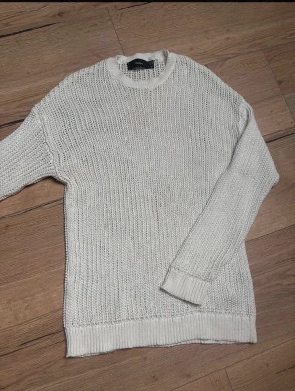 Bershka Cream Knit Mens Sweater