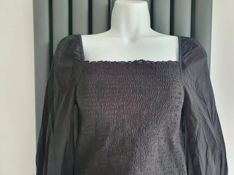 Mint Velvet Mint Velvet Black Shirred Top NWT 10 Quiet Luxury Capsule Cottagecore Blouse - 1