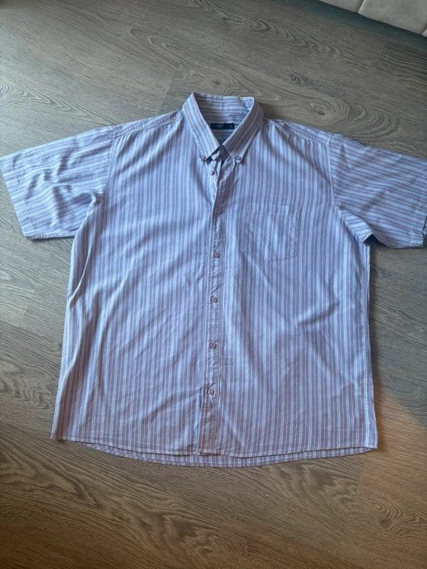 Cotton Traders Lilac Stripe Short Sleeve Shirt XL