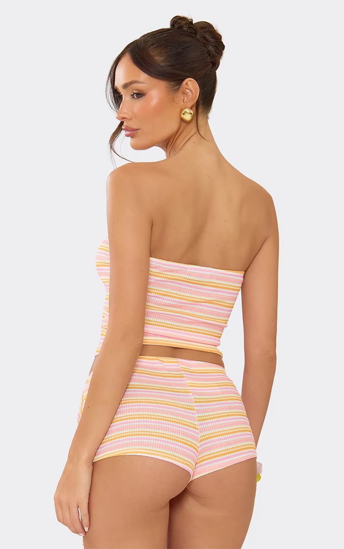 EGO Bandeau Top In Orange Stripe., Women's Size UK 6