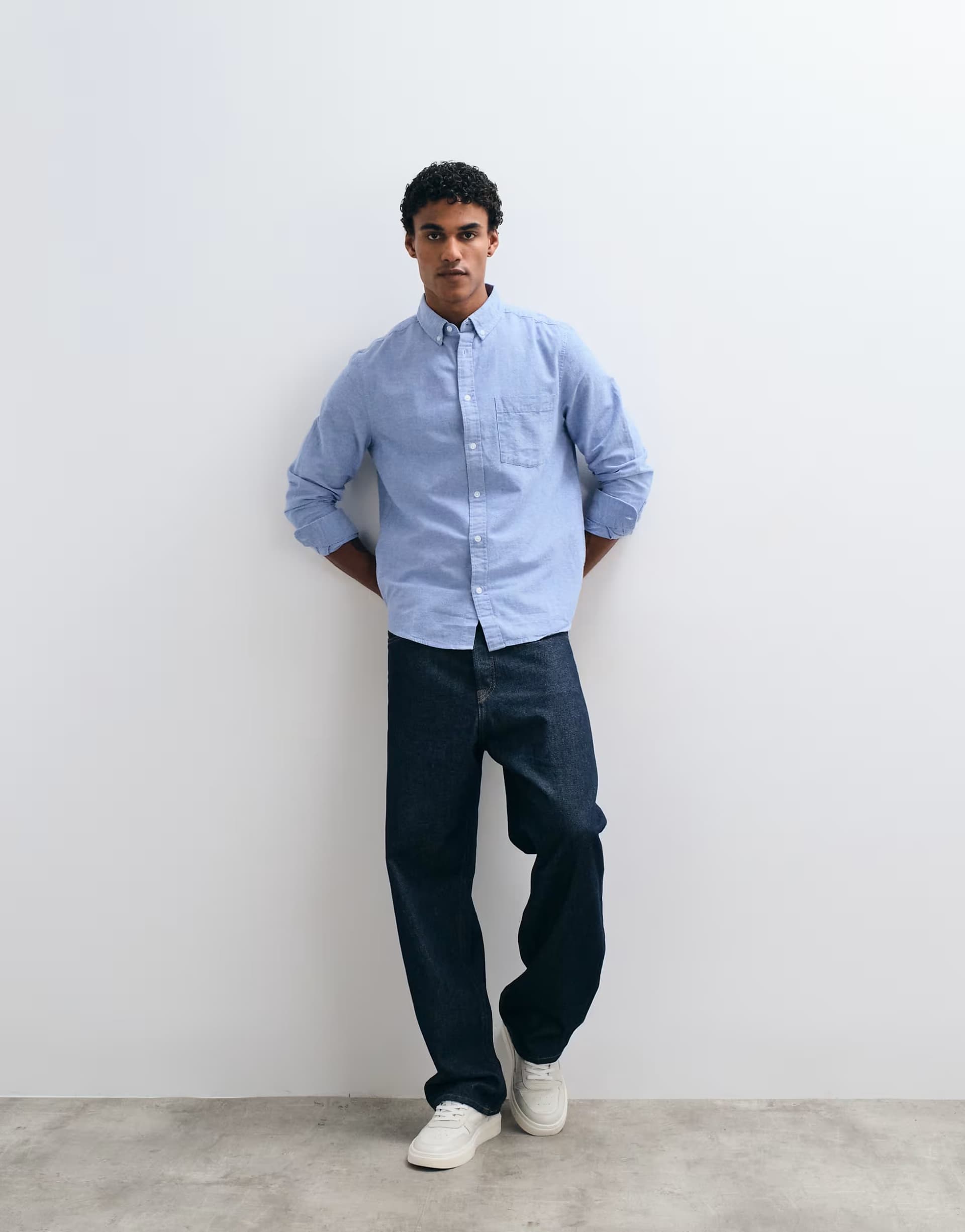 ASOS ASOS DESIGN regular fit brushed oxford shirt in blue