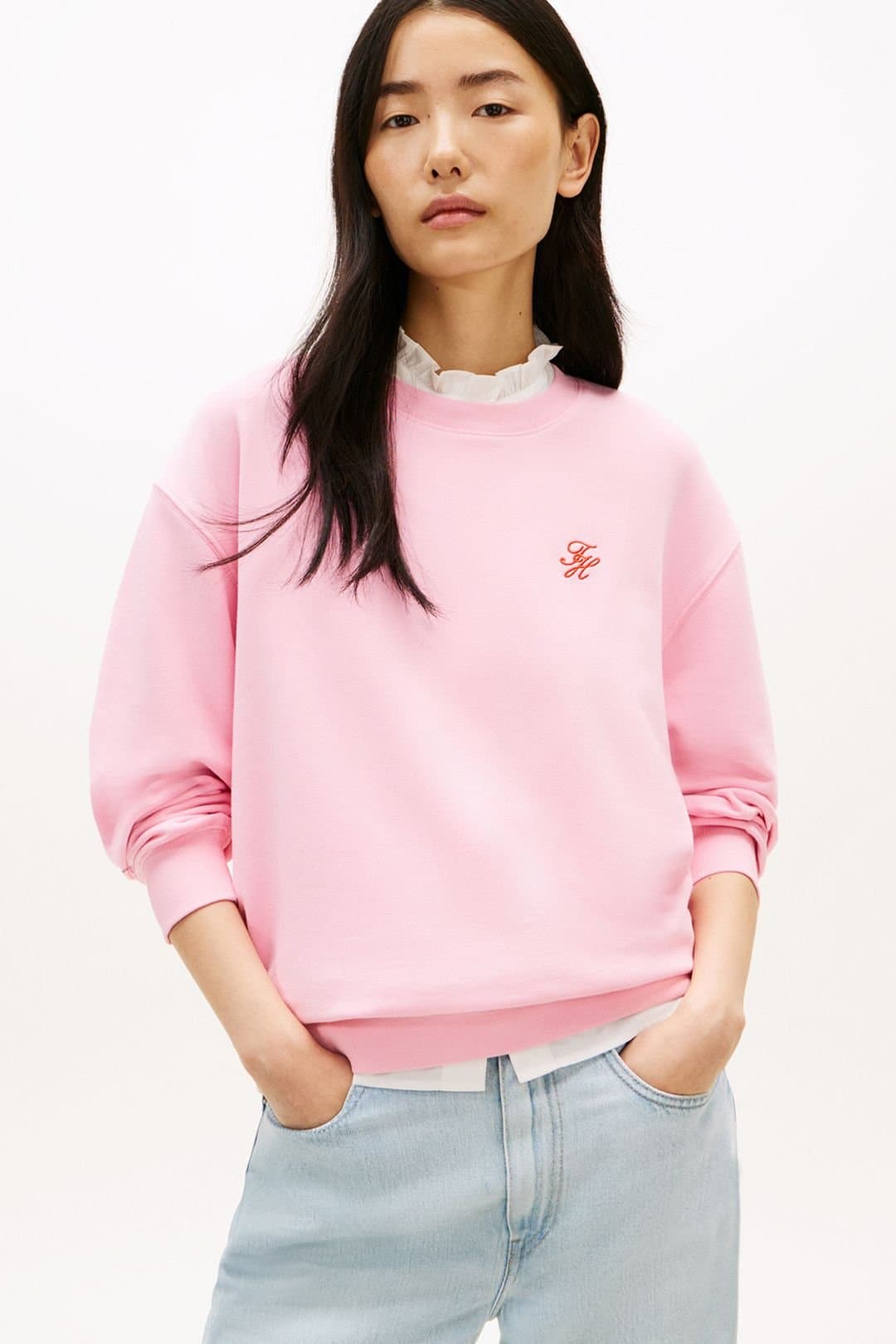 Tommy Hilfiger Tommy Hilfiger Women's Th Script Reg Sweatshirt Classic Pink