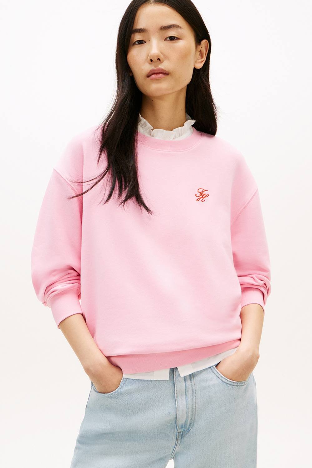 Tommy Hilfiger Tommy Hilfiger Women's Th Script Reg Sweatshirt Classic Pink - 2