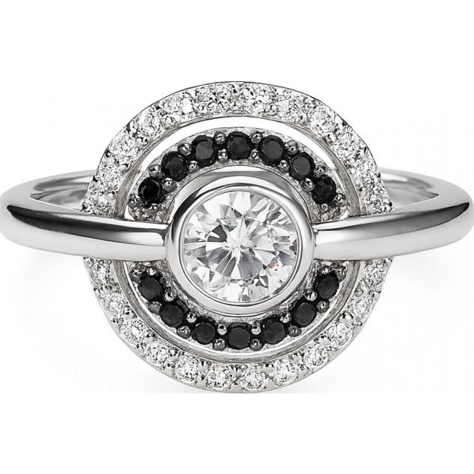 diamonfire Diamonfire Women's Silver Ring with Black Diamonds