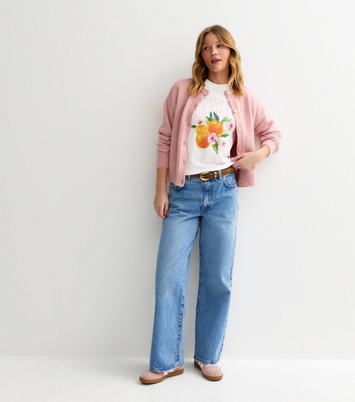 New Look Women's White Orange Print T-Shirt New Look - 3