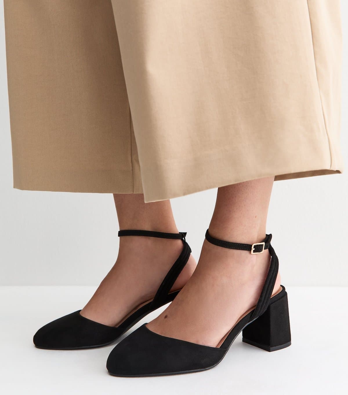 New Look Women's Extra Wide Fit Black Faux Suede Block Heel Mary Janes New Look