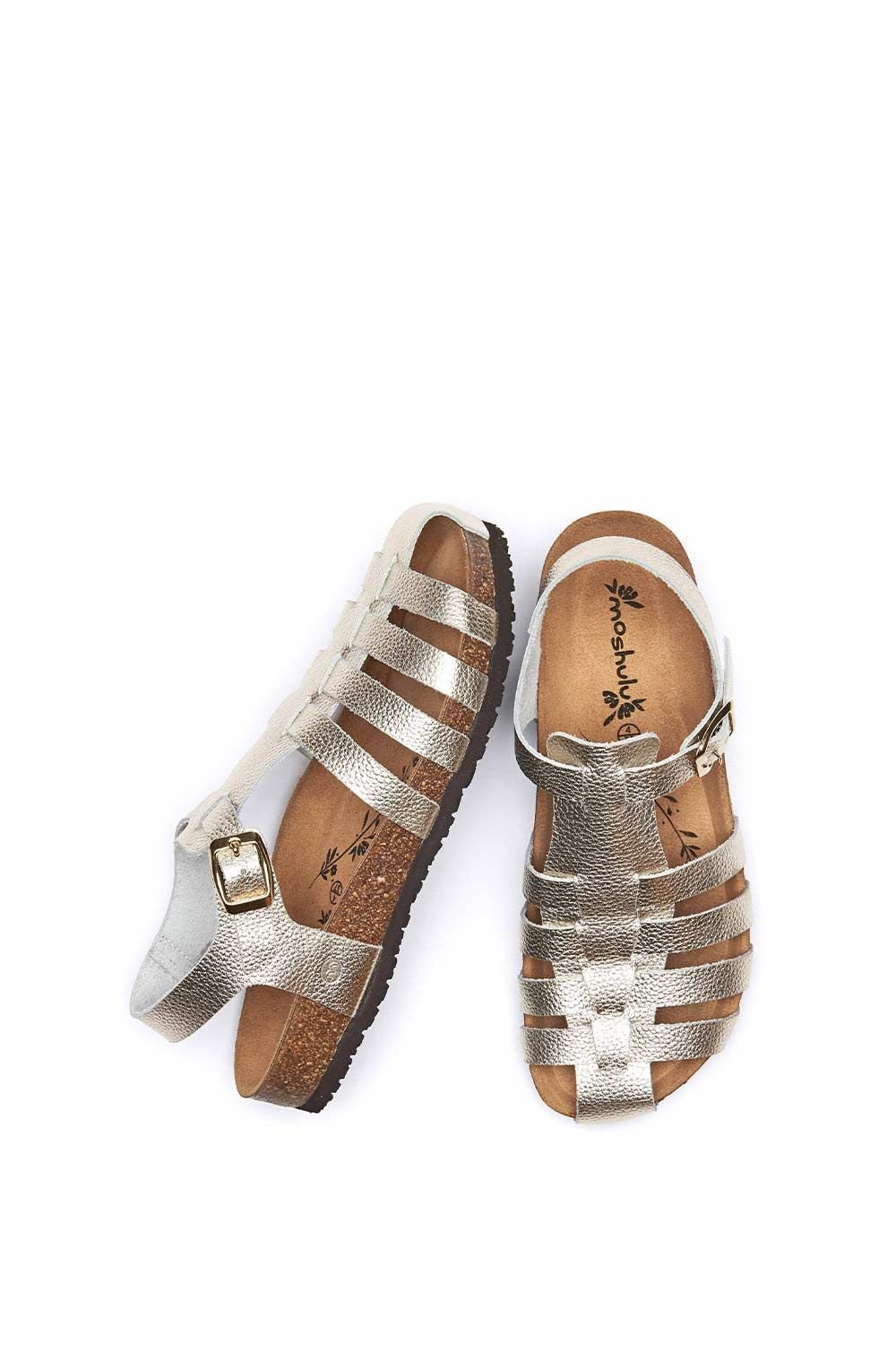 Moshulu Moshulu Women's 'Yarmer' Leather Fisherman Cork Sandals in Metallic Gold - 2