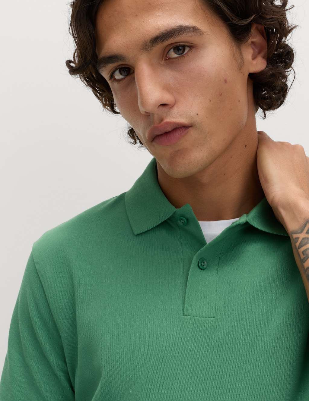Marks & Spencer M&S Ultimate Regular Fit Pique Polo Shirt Emerald - 2