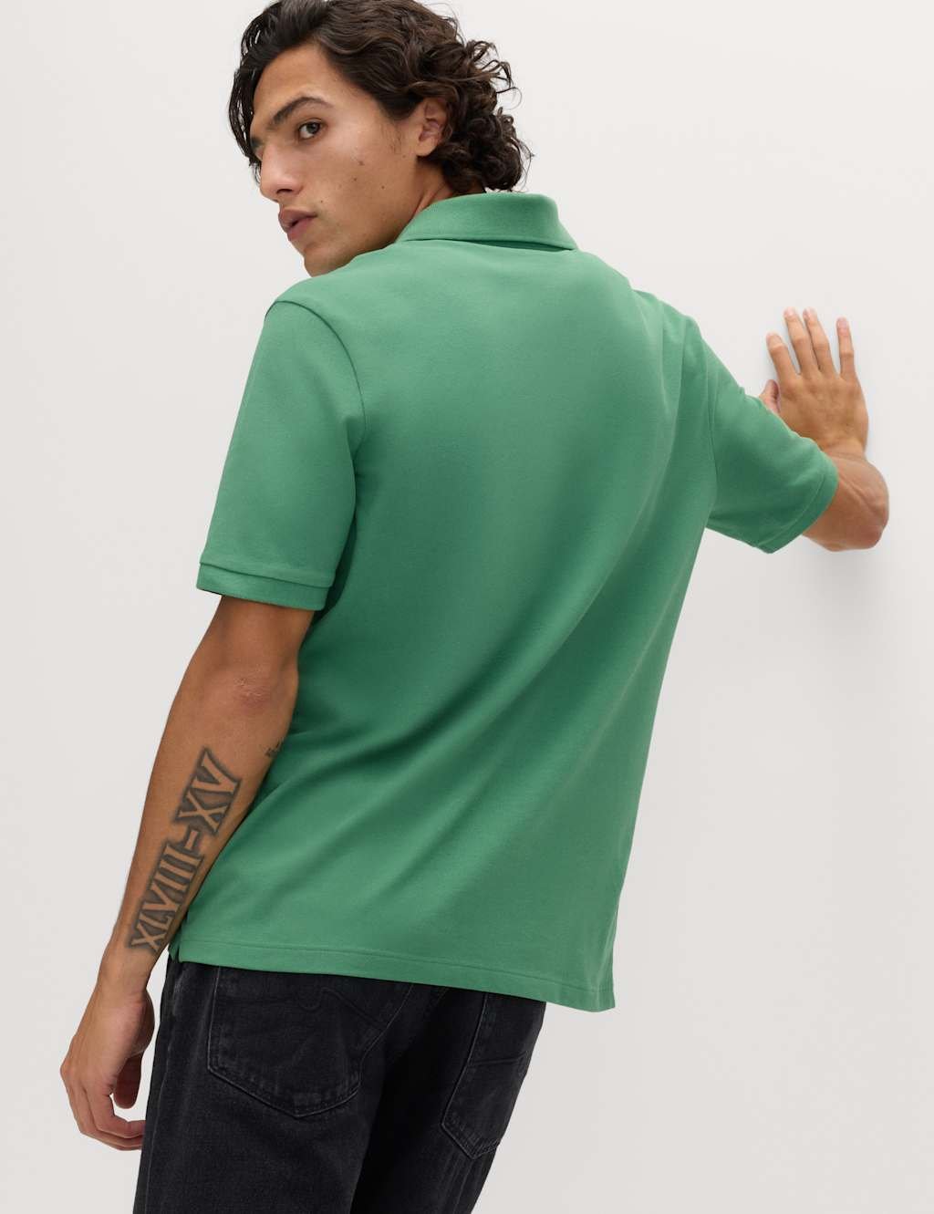 Marks & Spencer M&S Ultimate Regular Fit Pique Polo Shirt Emerald - 3