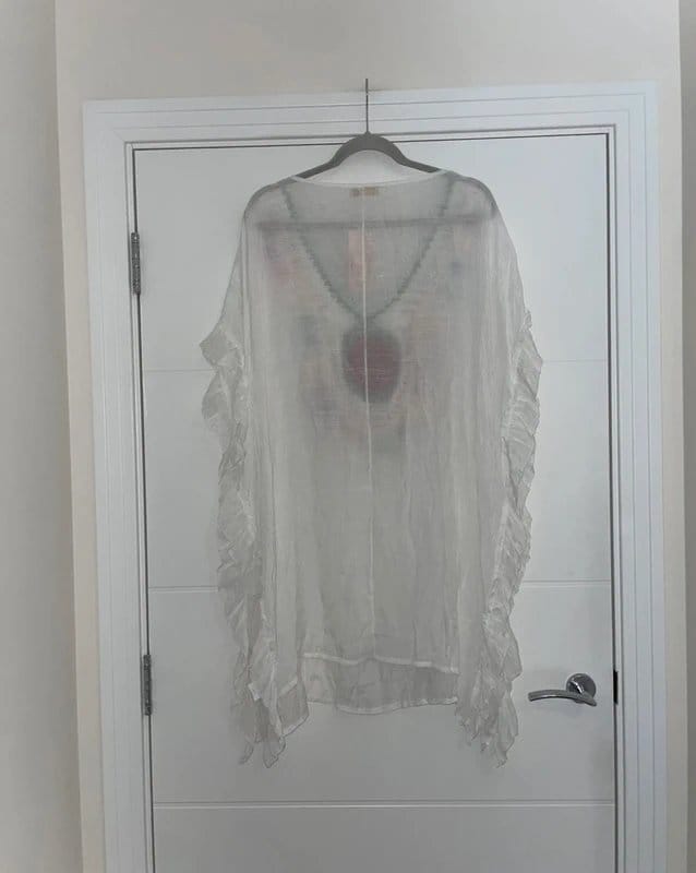 Finovas White Embroidered Beach Cover Up Plus Size