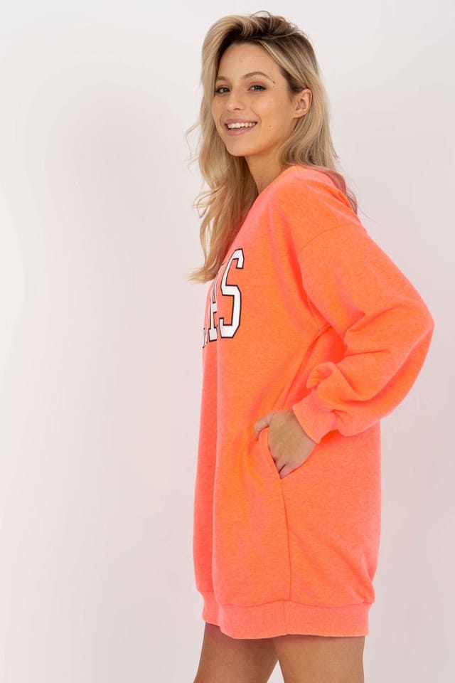 Love Lace Love Lace Women's Long Casual Sweatshirt with Side Pockets in Orange - 2