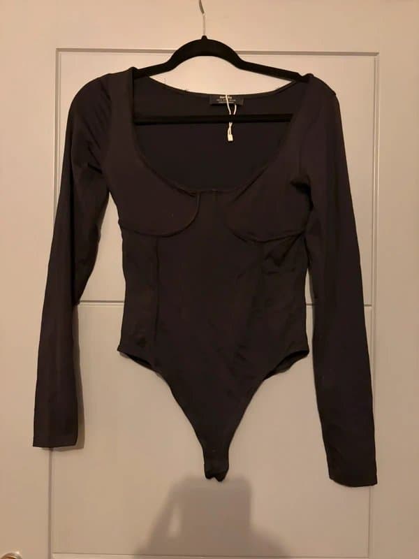 Bershka Bershka black corset style bodysuit in medium