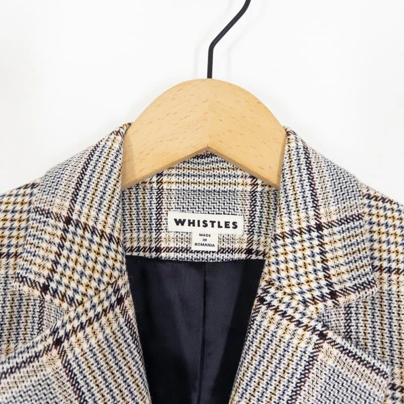 Whistles Whistles Check Double Breasted Blazer Size S 8 10 Grey Multi Plaid RRP £219