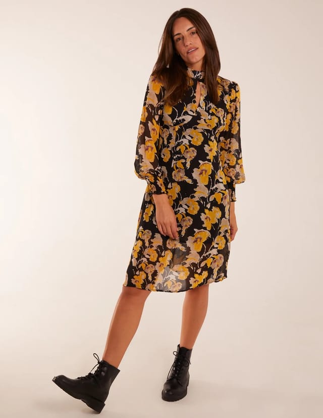 Blue Vanilla Keyhole High Neck Dress - 2