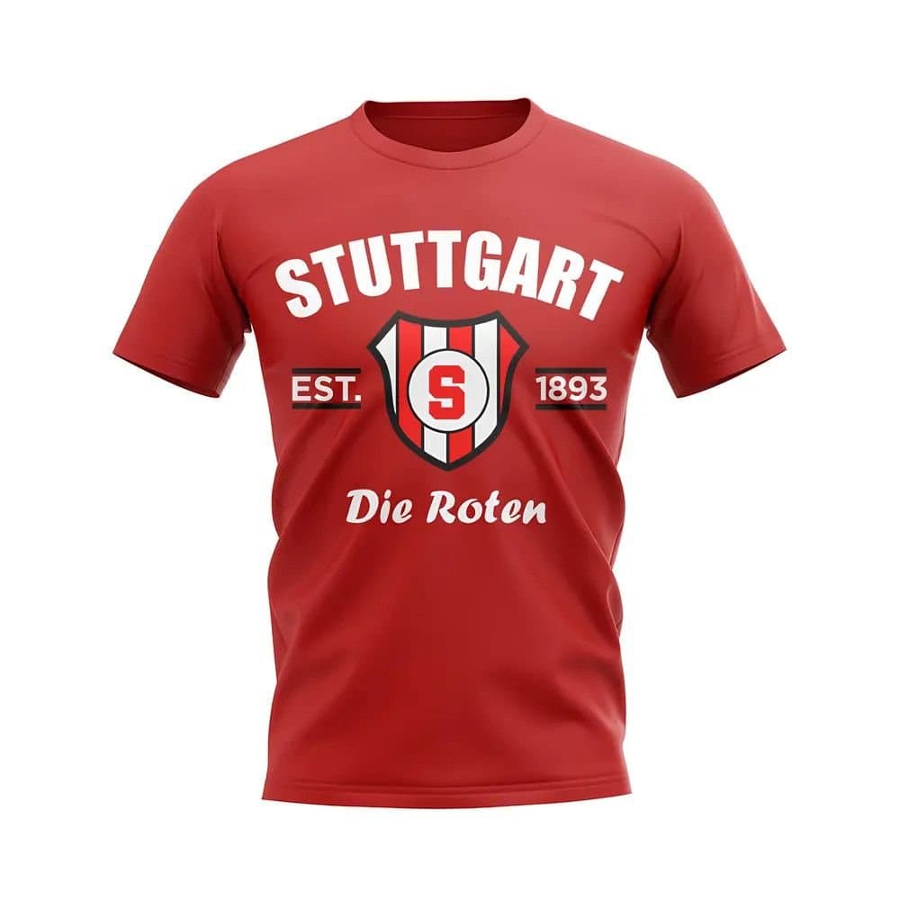 VfB Stuttgart VFB Stuttgart Men's Personalised Stuttgart Established Football T-Shirt in Red