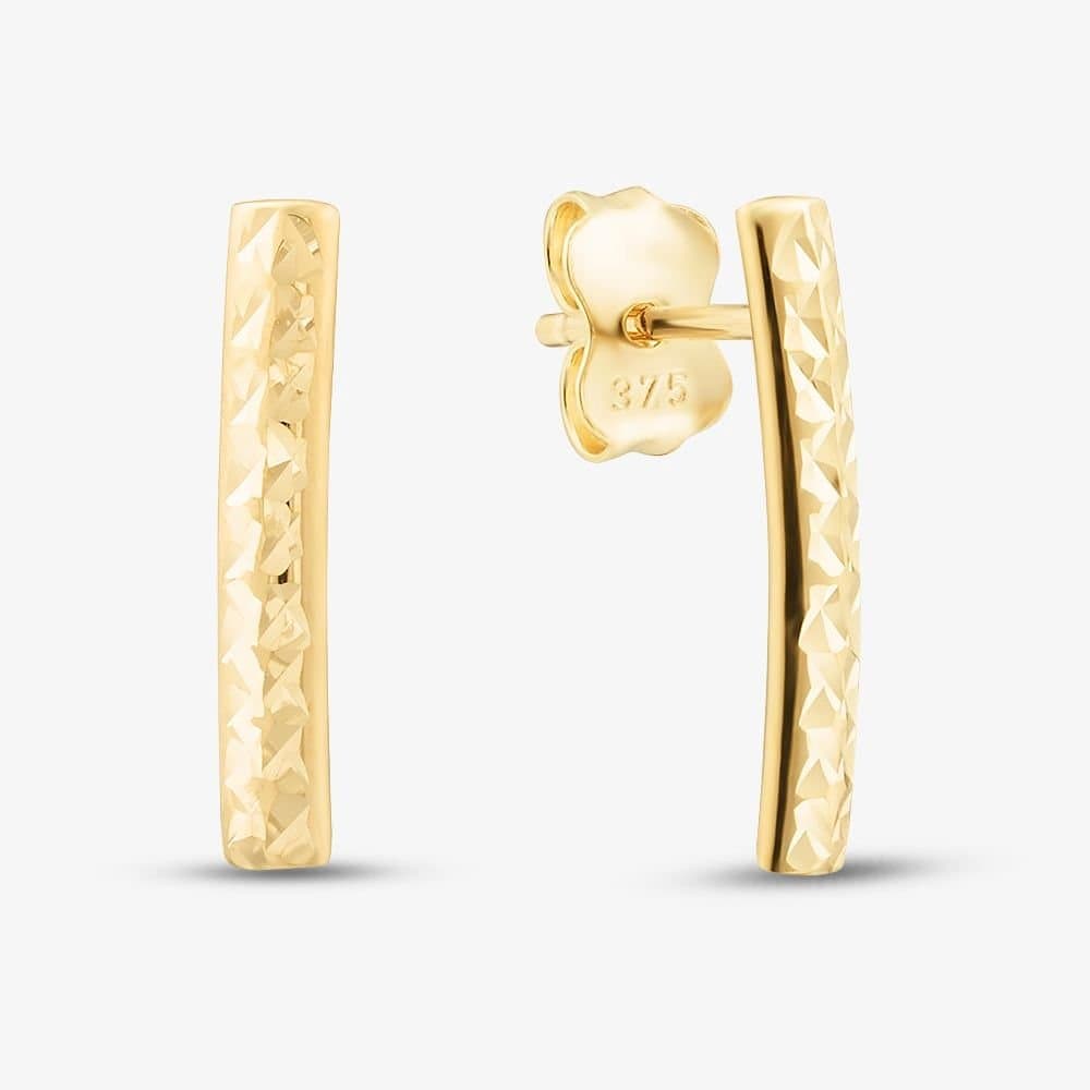 T.H.Baker T.H.Baker Women's 9ct Yellow Gold Diamond Cut Bar Drop Earrings 1.50.0315