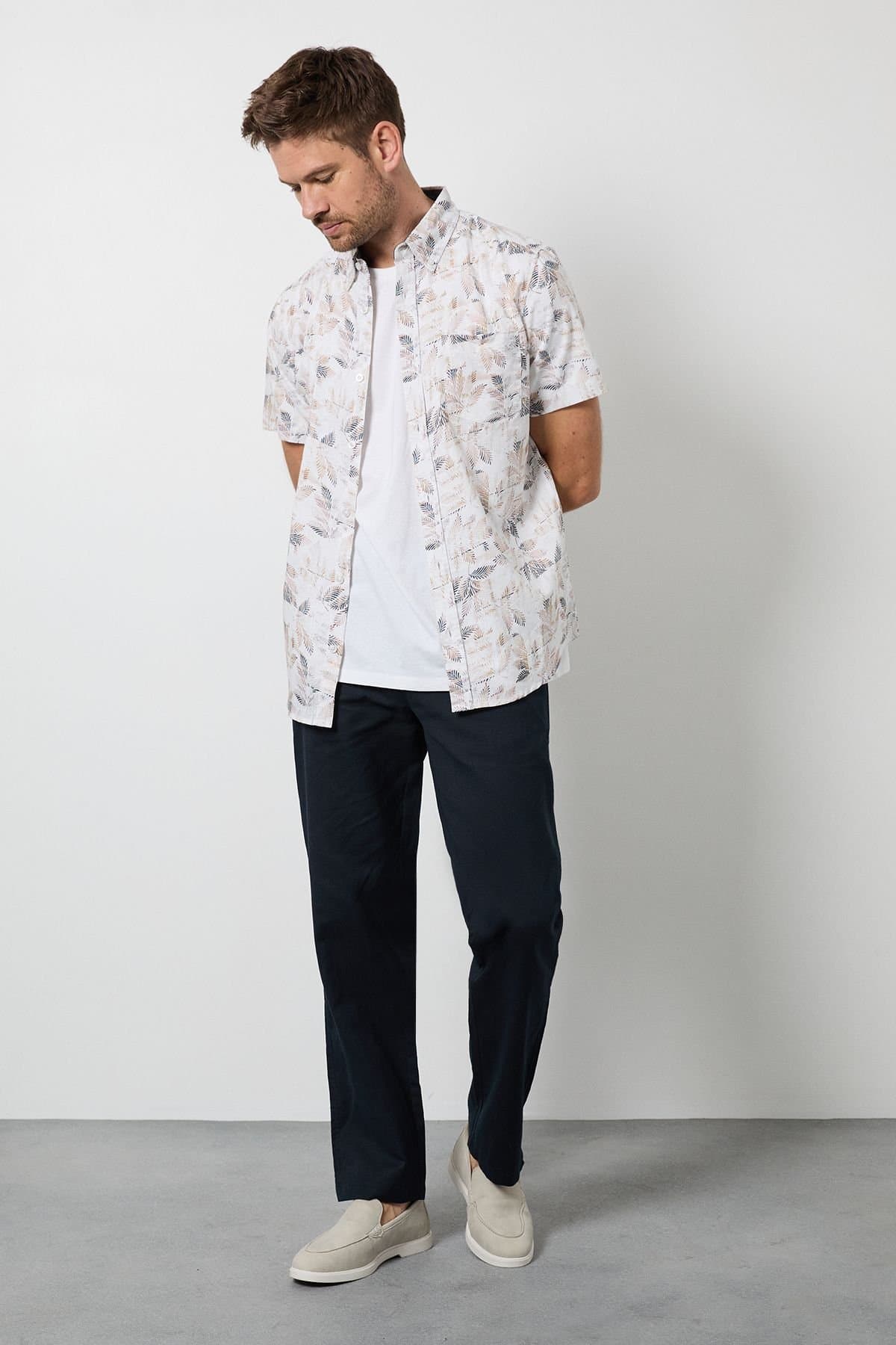 Debenhams Debenhams Men's Navy Cotton Linen Blend Chino Trousers