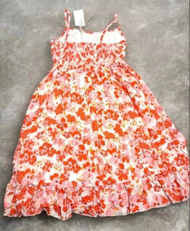 Grace Karin ladies summer dress uk 10 grace karin floral red pink orange ruffle hem holiday