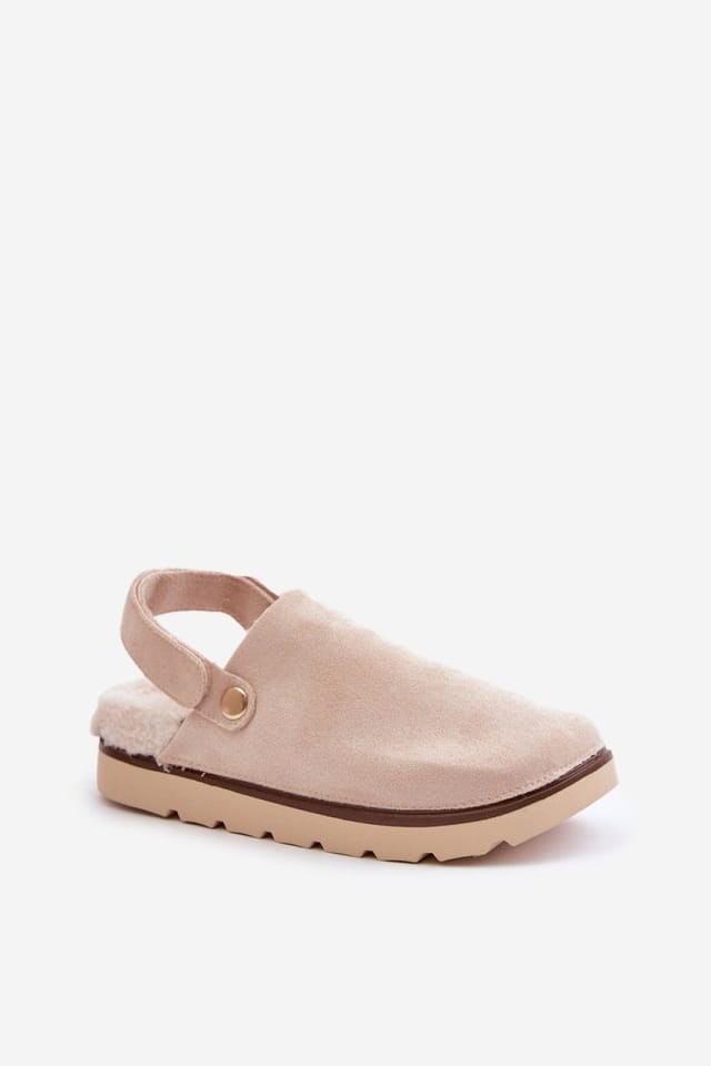 Love Lace Love Lace Women's Platform Insulated Suede Slippers with Sheepskin Lining Velcro in Beige - 2