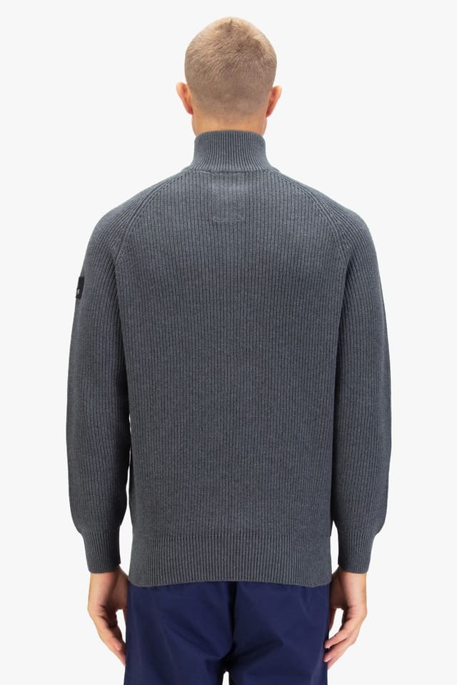 Luke 1977 Luke 1977 Men's Watton Plated Quarter Zip Knit Jumper in Charcoal - 2