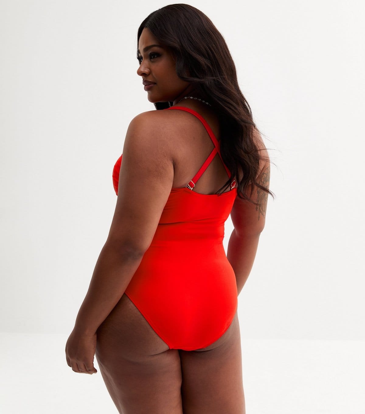 New Look Women's Plus Size Red Ruched Swimsuit Curves New Look - 4