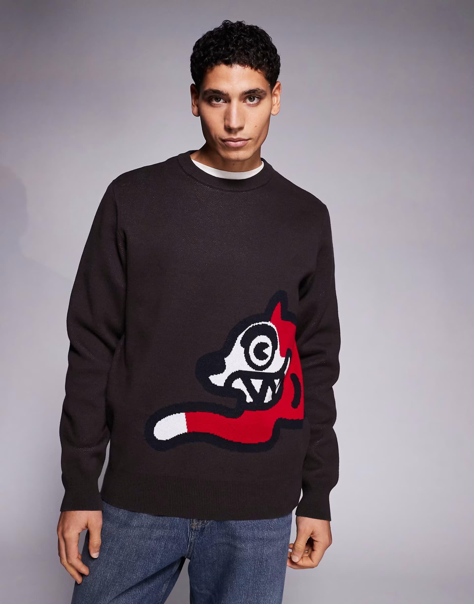 ASOS ICECREAM running dog knitted jumper in chocolate brown