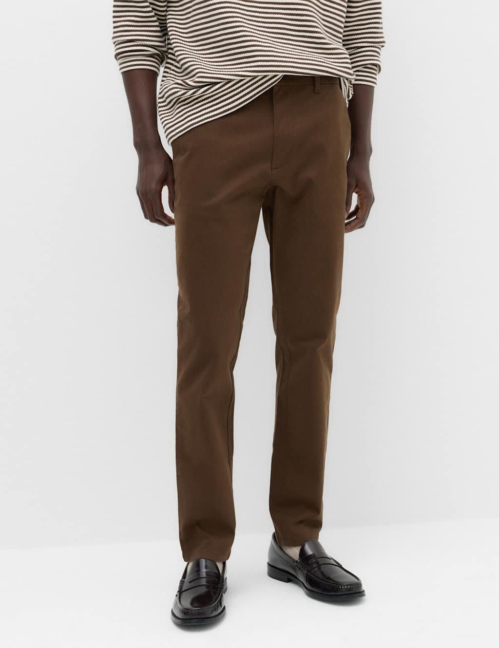 M&S Rich Brown Cotton Rich Stretch Chinos