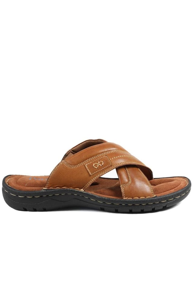 Pavers Pavers Men's Leather Mule Sandals in Tan - 2
