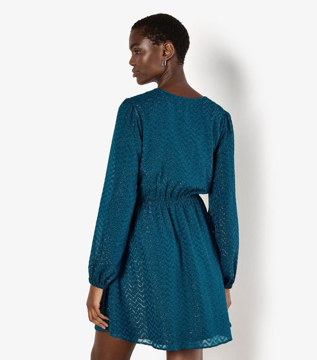 Apricot Women's Blue Jacquard Wrap Mini Dress Apricot New Look - 3