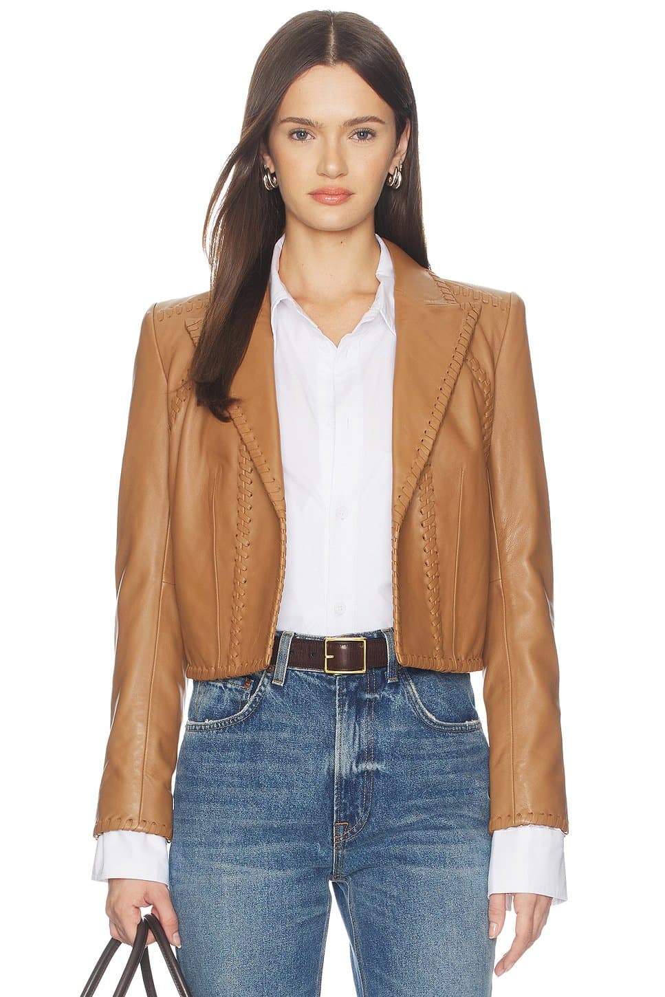 revolve Dulcie Leather Whipstitch Blazer