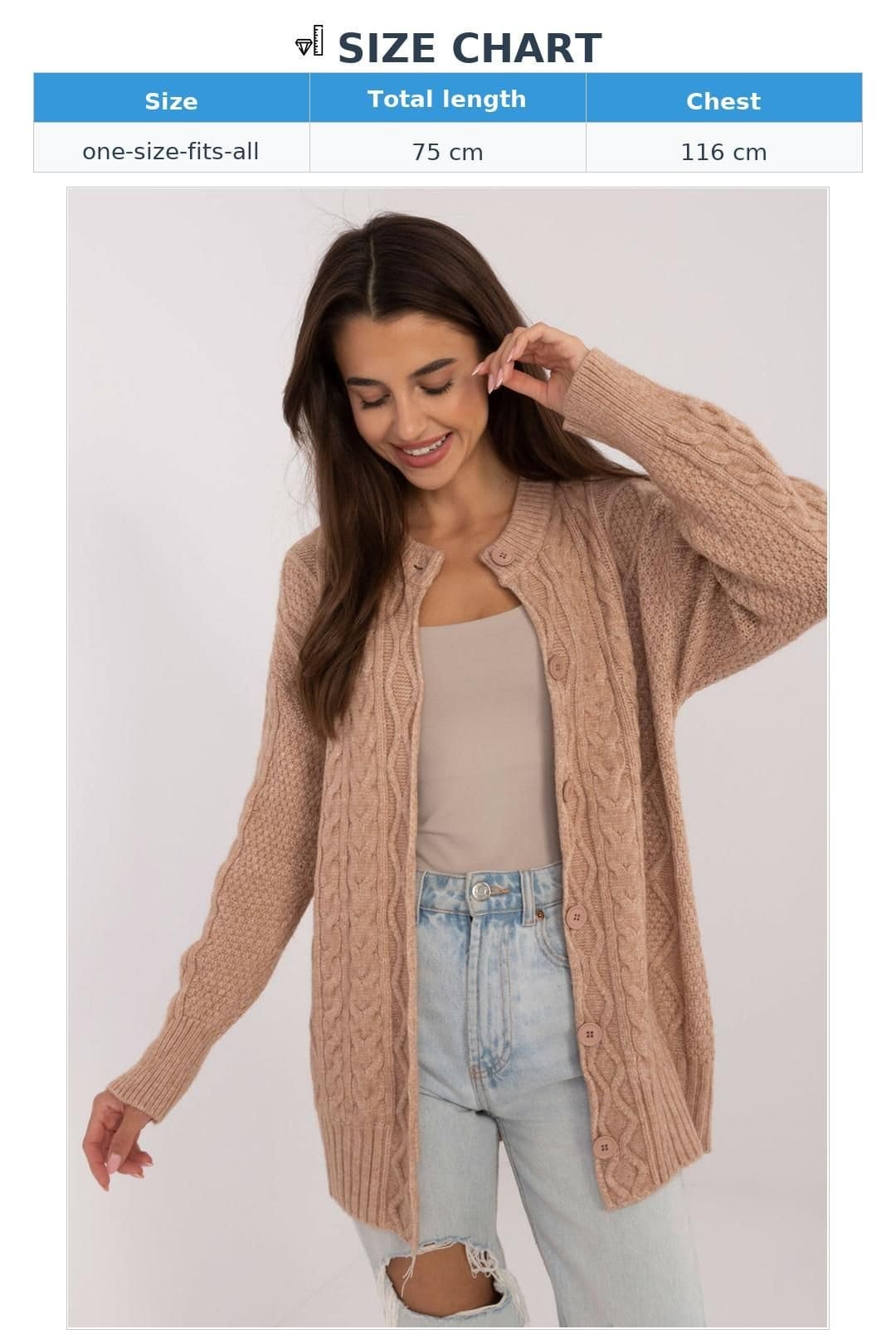 Love Lace Love Lace Women's Acrylic Blend Button Up Textured Cardigan Sweater in Camel - 4