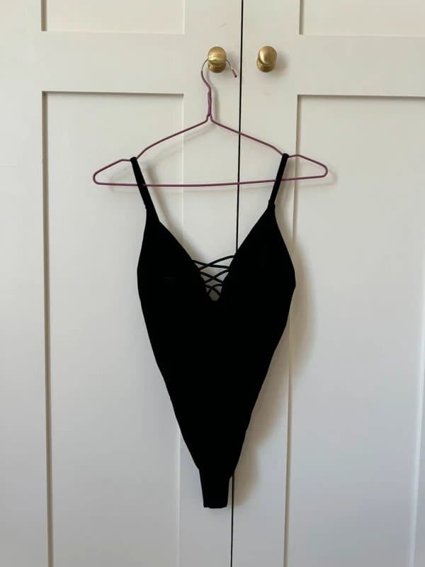 Bershka Bershka Black Velvet Bodysuit – Size S
