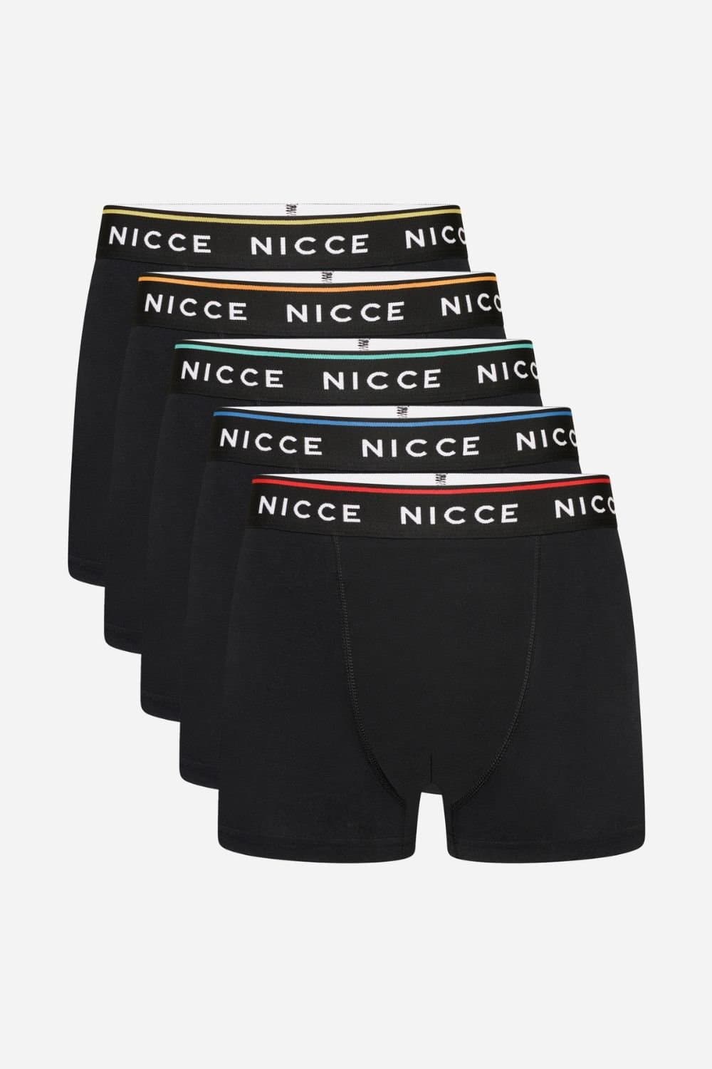Nicce Nicce Men's 5-Pack Cotton Rich Boxer Briefs with Logo Waistband in Black