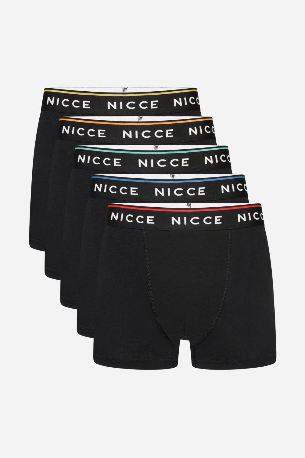 Nicce Nicce Men's 5-Pack Cotton Rich Boxer Briefs with Logo Waistband in Black - 3